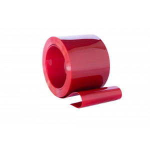 PVC op rol, 300mm breed, 2mm dik, 50 meter lengte, laskwaliteit, kleur rood, transparant