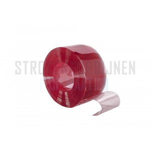 PVC op rol, 200mm breed, 2mm dik, 50 meter lengte, kleur rood, transparant