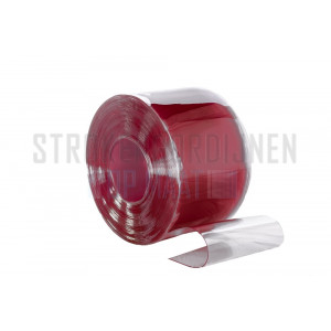 PVC stroken op maat, 300mm breed, 3mm dik, kleur rood, transparant